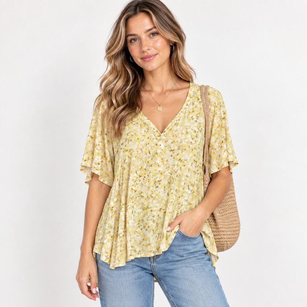 Susan Graver Weekend Soft Rayon Shirt Women's Size 4X Yellow Casual Office NWOT